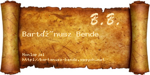Bartánusz Bende névjegykártya